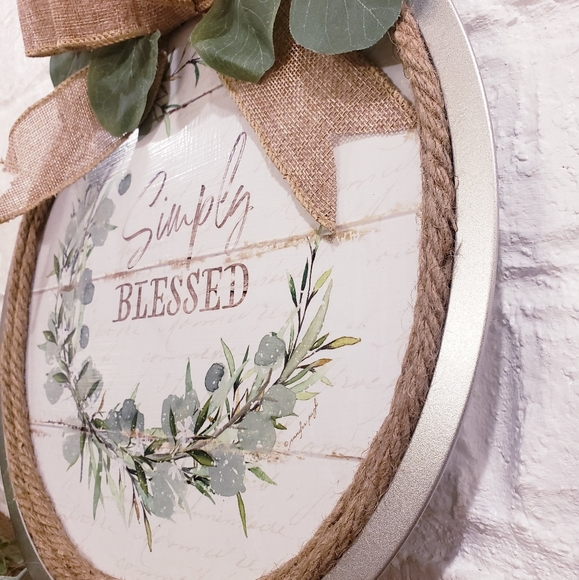 Simply Blessed farmhouse door wreath 12" - Picture 2 of 8